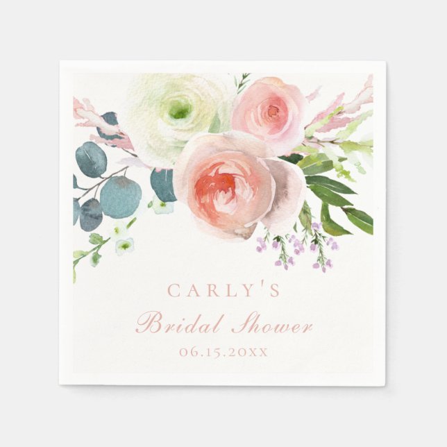Guardanapo De Papel Buquê Blush and White Floral Garden (Frente)