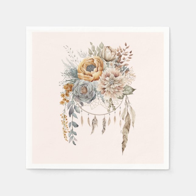Guardanapo De Papel Buquê Boho Flower e Dreamcatcher (Frente)