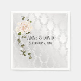 Guardanapo De Papel Buquê Bridal Hydrangea sobre Satin Branco