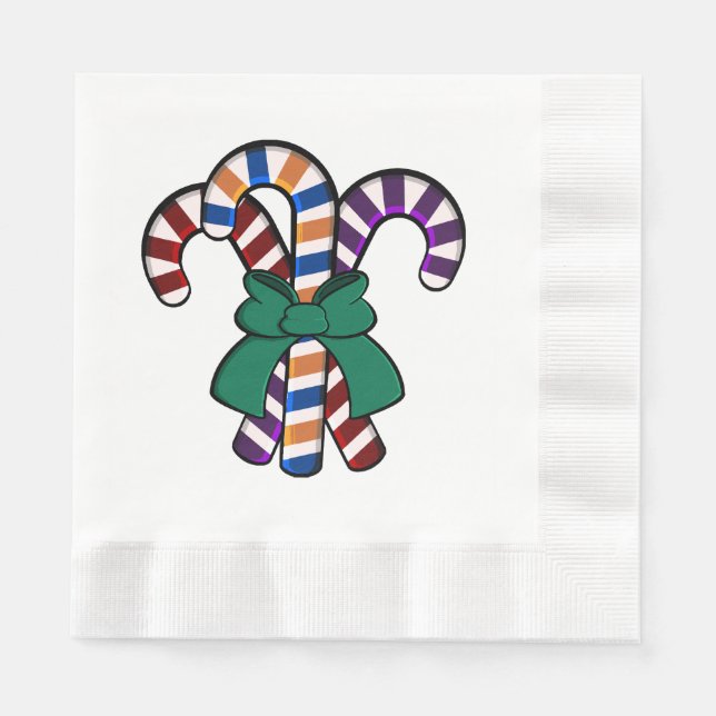 Guardanapo De Papel Buquê Candy Canes - faixa verde (Frente)