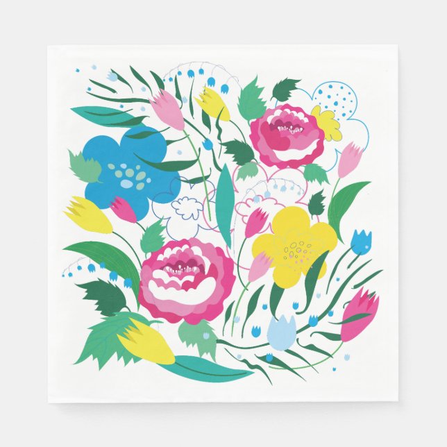 Guardanapo De Papel Buquê colorido. (Frente)