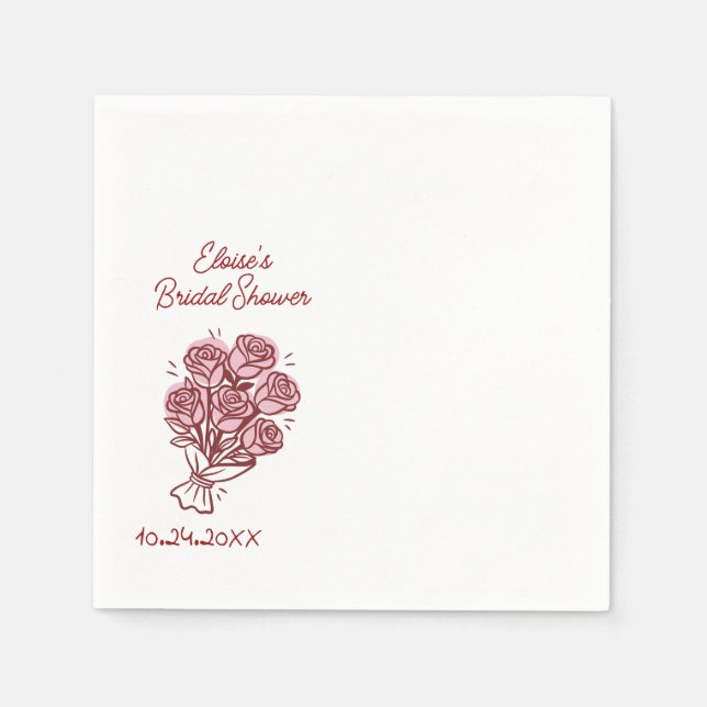 Guardanapo De Papel Buquê de flores escrito à mão Chá de Noiva (Frente)