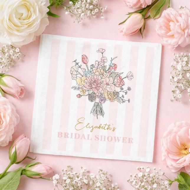 Guardanapo De Papel Buquê de Flores Frescas Direto do Mercado Chá de N (Floral Bouquet Fresh off the Market Bridal Shower Napkins)