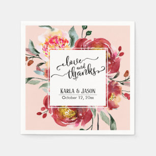 Guardanapo De Papel Buquê de Flores Vermelhas, Amor e Gratidão em Rosa