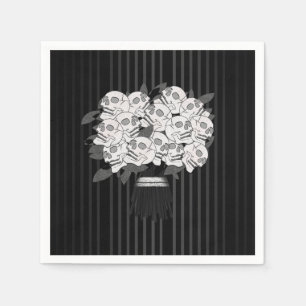Guardanapo De Papel Buquê de Rosas Cranianas Preto e Branco