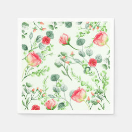 Guardanapo De Papel Buquê de Rosas em Aquarela Jardim Rosa