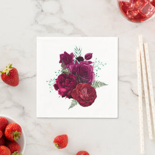 Guardanapo De Papel Buquê Floral Elegante Magenta Rosa