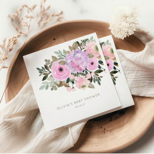 Guardanapo De Papel Buquê Floral Lilar e Cor-de-Rosa Personalizado
