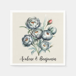Guardanapo De Papel Buquê Verde e Cinza Elegante