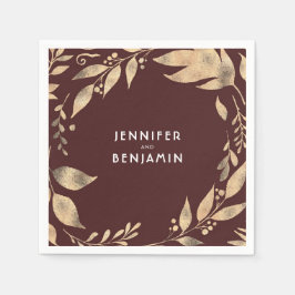 Guardanapo De Papel Burgundia e queda Dourada deixa casamento legante