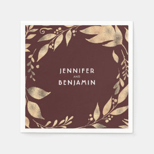 Guardanapo De Papel Burgundia e queda Dourada deixa casamento legante