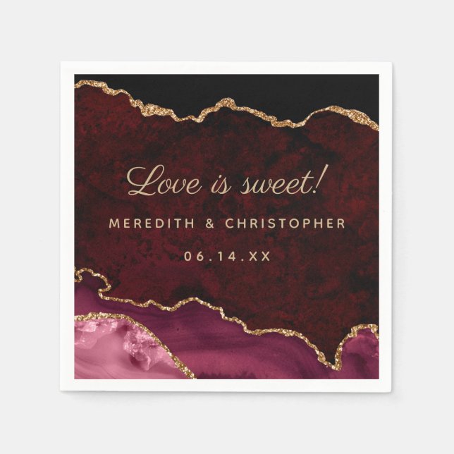 Guardanapo De Papel Burgundy Agate Wedding (Frente)