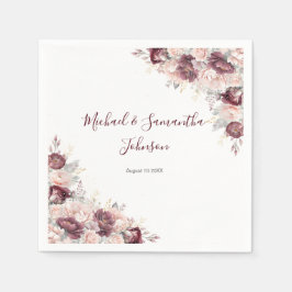 Guardanapo De Papel Burgundy Blush Peony e Casamento de Rosas