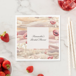 Guardanapo De Papel Burgundy Cream Blush Chá de panela Floral
