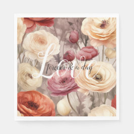 Guardanapo De Papel Burgundy Cream Spring Flowers Weding Love