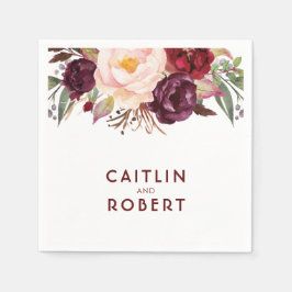 Guardanapo De Papel Burgundy Floral Wedding