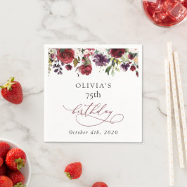 Guardanapo De Papel Burgundy Flowers, Pink Flowers, Boho, Birthday