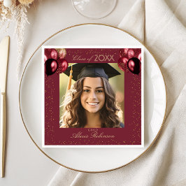 Guardanapo De Papel Burgundy Gold Balloons Graduation Party Photo