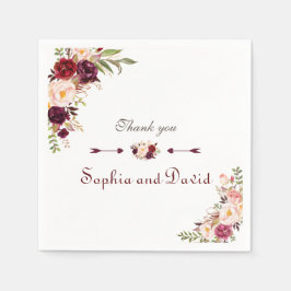 Guardanapo De Papel Burgundy Marsala Blush Casamento Floral
