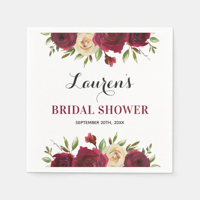 Guardanapo De Papel Burgundy Marsala - Folha de inverno (Frente)