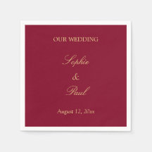 Burgundy Ouro Beige Wedding Napkins