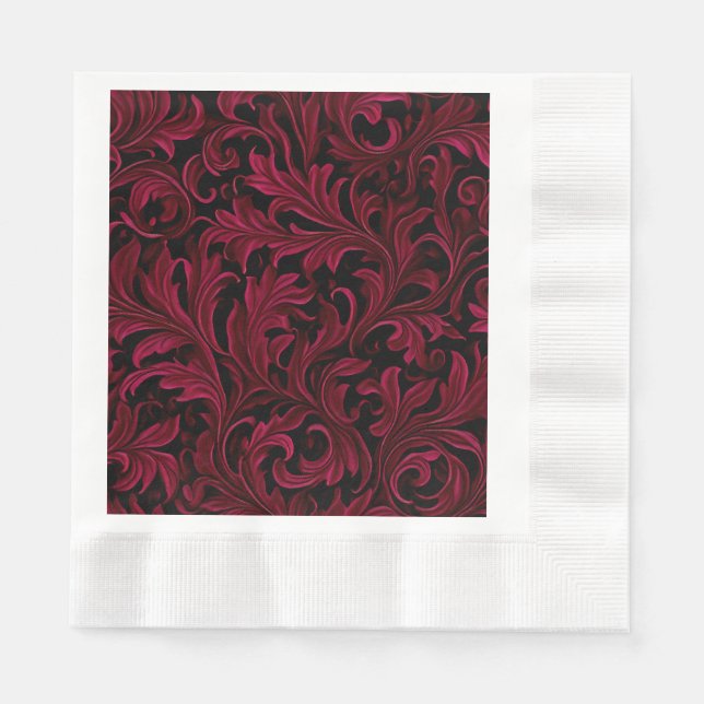 Guardanapo De Papel Burgundy Paisley Wedding (Frente)