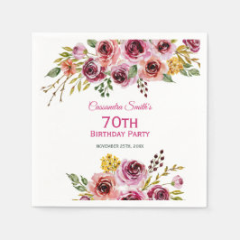 Guardanapo De Papel Burgundy Purple Rosa Rustic Floral Birday