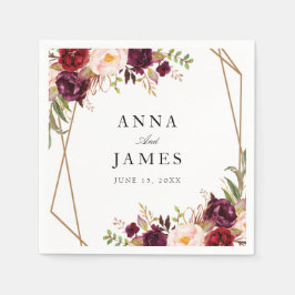 Guardanapo De Papel burgundy red e blush florométrico