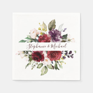 Guardanapo De Papel Burgundy Red Marinho Floral Russo Papel de Boho Na