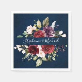 Guardanapo De Papel Burgundy Red Marinho Floral Russo Papel de Boho Na