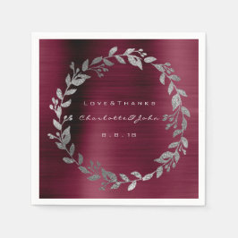 Guardanapo De Papel Burgundy Shimmering Urban Silver Wreath