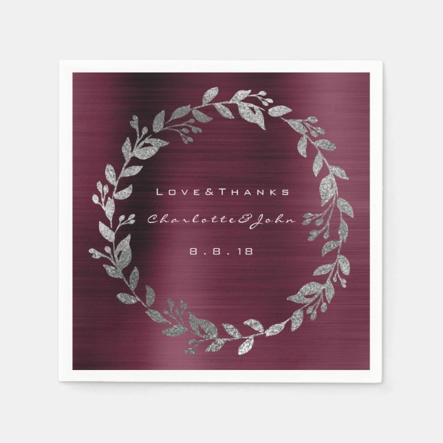 Guardanapo De Papel Burgundy Shimmering Urban Silver Wreath (Frente)