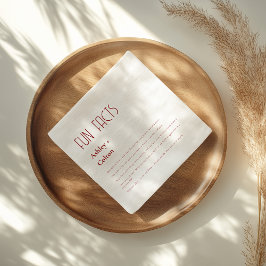 Guardanapo De Papel Burgundy Simple Minimal Fun Facts Couple Wedding 