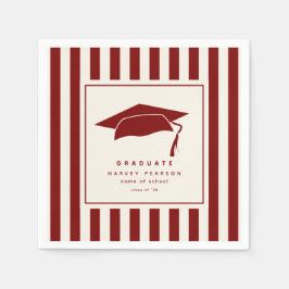 Guardanapo De Papel Burgundy Sporty Stripes Custom Graduation Party