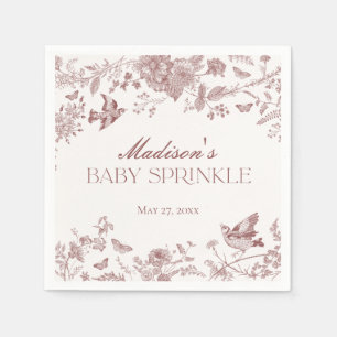 Guardanapo De Papel Burgundy Toile Jouy Vintage Floral Baby Sprinkle