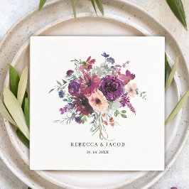 Guardanapo De Papel Burgundy Watercolor Flores Selvagens Casamento Boh
