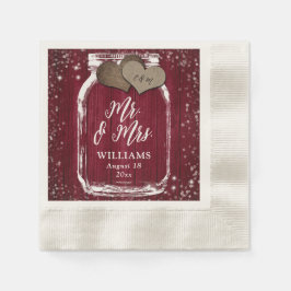 Guardanapo De Papel Burgundy Wood Mason Jar Sr. & Sra. Wedding