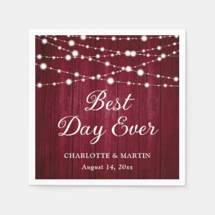 Guardanapo De Papel Burgundy Wood String Luzes Russas Casamento