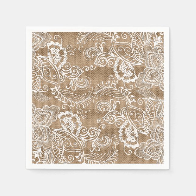 Guardanapo De Papel Burlap and Lace Chique Paper Napkin (Frente)