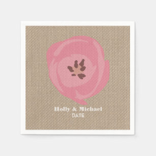 Guardanapo De Papel Burlap Inspirou Tulipas Rosa Casamento Napkins
