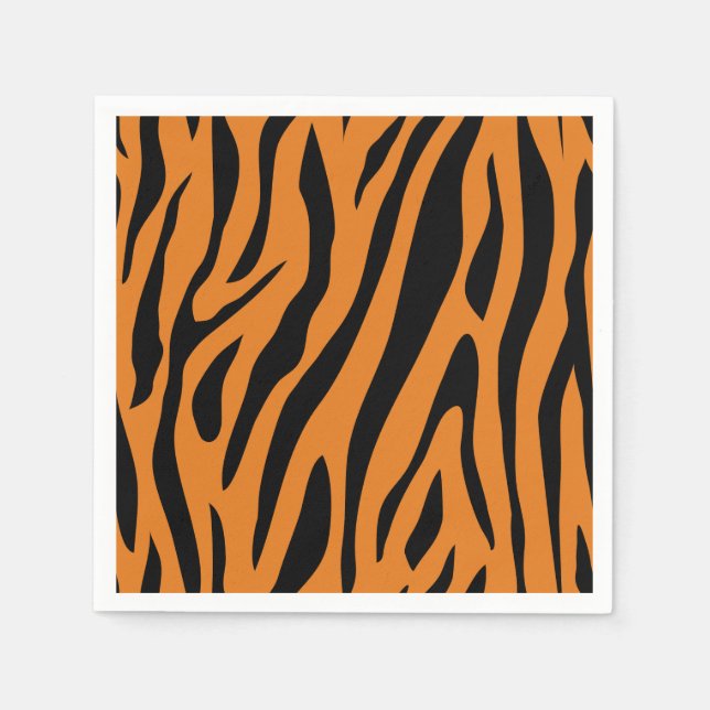 Guardanapo De Papel Burnt Orange& Black Tiger Stripes Animal Print  (Frente)