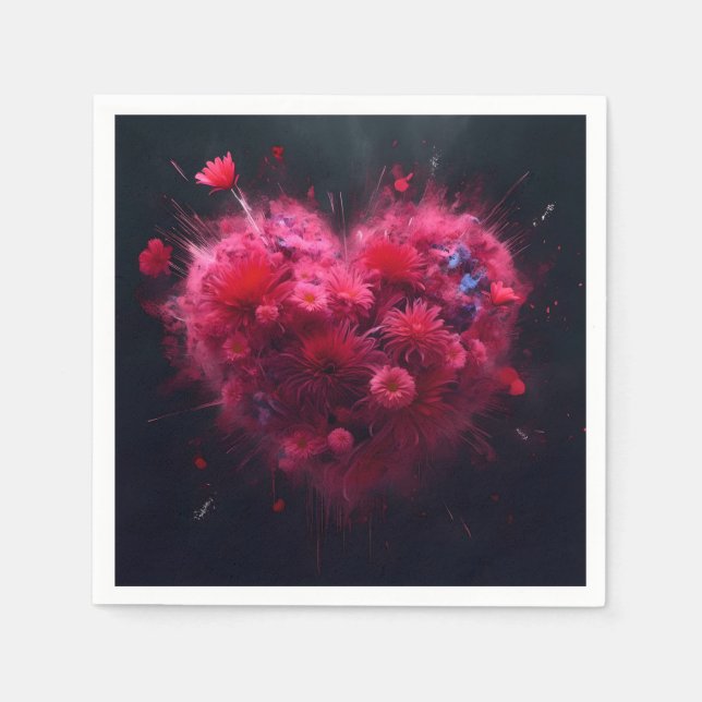 Guardanapo De Papel Burst Cardíaco Rosa Vibrante (Frente)