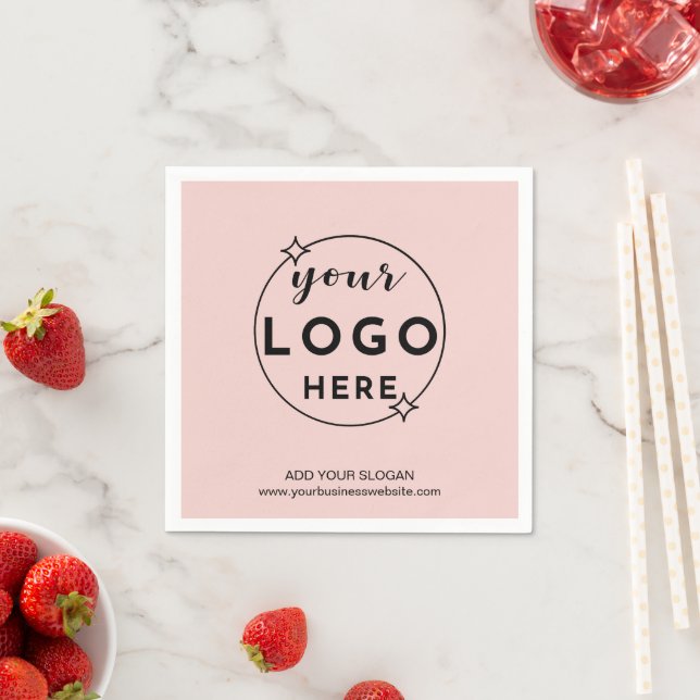 Guardanapo De Papel Business Custom Logo  Modern Minimal Blush Pink (Insitu)