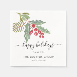 Guardanapo De Papel Business Modern Script Holly Berry