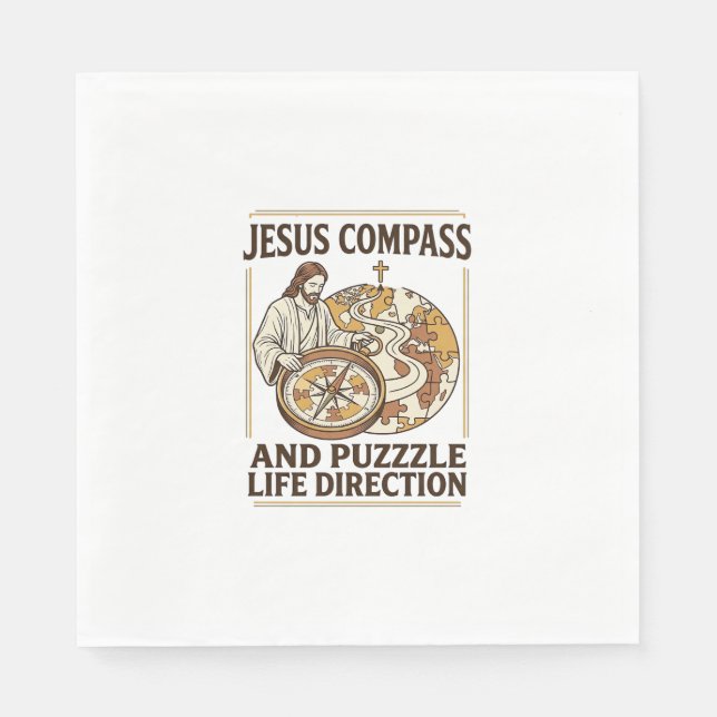 Guardanapo De Papel Bússola de Jesus e Quebra-Cabeça Direção da Vida J (Frente)