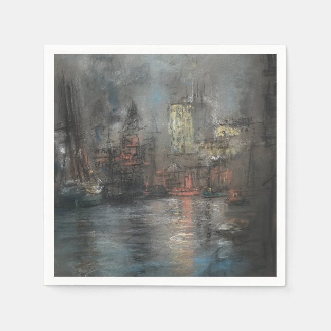 Guardanapo De Papel Busy Harbour (por Glenn Cooper Henshaw) (Frente)