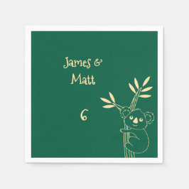 Guardanapo De Papel Butter Yellow & Red Australian Animals Birthday