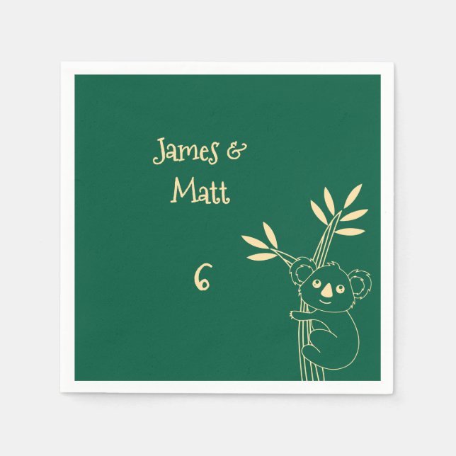 Guardanapo De Papel Butter Yellow & Red Australian Animals Birthday  (Frente)