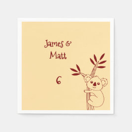 Guardanapo De Papel Butter Yellow & Red Australian Animals Birthday