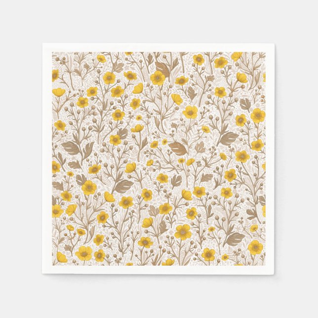 Guardanapo De Papel Buttercups, amarelo e marrom (Frente)